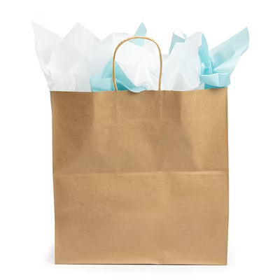 Kraft Paper Merchandise Handle Bags 12 1/2" x 7" x 13" 50 Pack GMB10