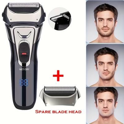 TEMU Fk-605+spare Blade Accessories, Reciprocating Electric Shaver, Men's Electric Shaver, Usb Charging, Cordless Use, With Spare Shaver Head Accessories. An Blade Net Is More Durabl
