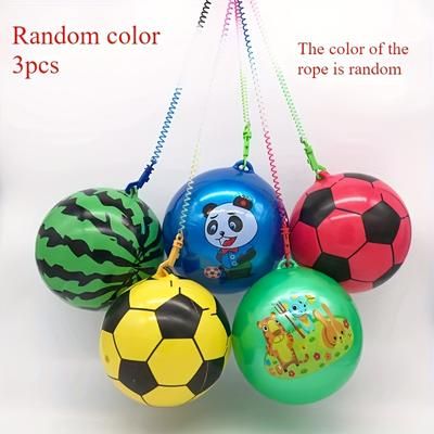 TEMU 3pcs Inflatable Soccer Balls With - Pvc Hand Pump Ball For Finger Agility Training, Reaction Control & Outdoor Play - Vibrant Mixed Colors (18+ Years)
