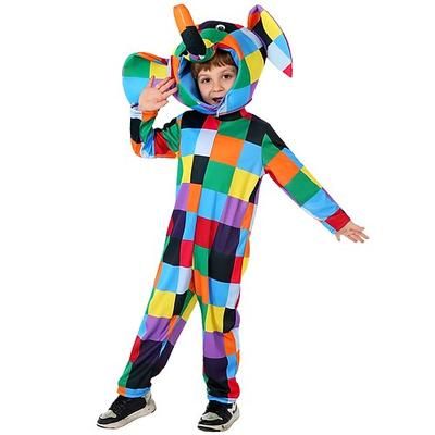 Elmer Tuta Costume tutina Personaggio classico delle fiabe Personaggi dei libri di fiabe Ragazzi Ragazze Bambini Halloween Carnevale Settimana del libro Performance Vestirsi in modo educativo