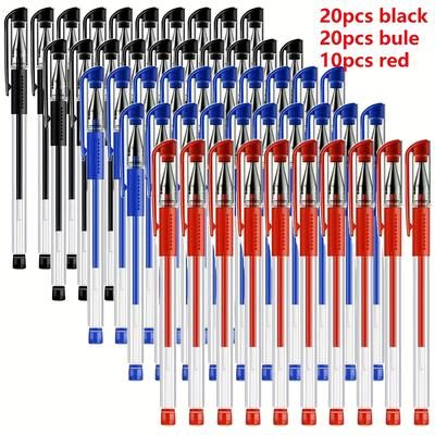 TEMU 50pcs/set Gel Pens Set, Medium Point 0.5mm Ballpoint Pen For Sign And Write, Black, Blue, Red Gel Ink, Ideal For Students, School & Office Stationery, Age 14+