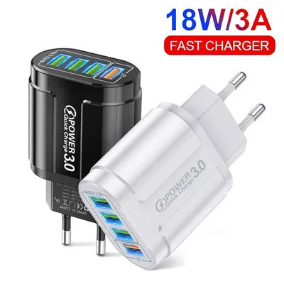 48W charge rapide Europe ue US prise USB chargeur 4 Ports chargeur rapide 3.0 USB téléphone portable chargeur de voyage adaptateur universel 3A