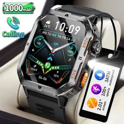 LIGE mode 1000mAh grande batterie montre intelligente hommes 2.01 "écran HD Bluetooth appel 3ATM étanche sport moniteur de santé Smartwatch