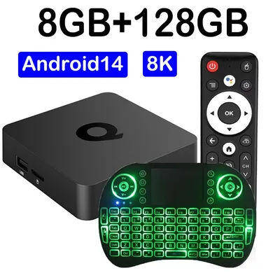 Android 14 TV Box Bluetooth 5.4 Q1 Smart TV Box 8K Ultra HD Allwinner H313 HDR10 Streaming Media Player Netflix Google Assistant