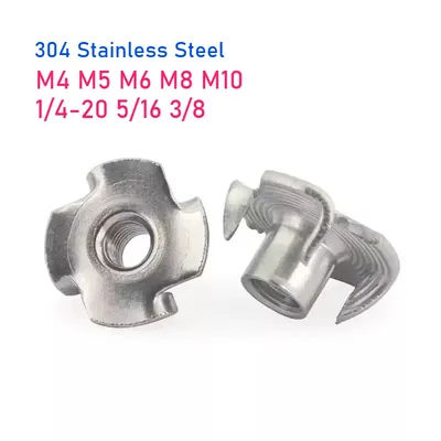 M4 M5 M6 M8 M10 1/4-20 5/16 3/8 304 Acciaio Stianless Quattro Artigli Dado Altoparlante T-dado Cieco Punte Inserto Tee Dado Mobili Hardwar