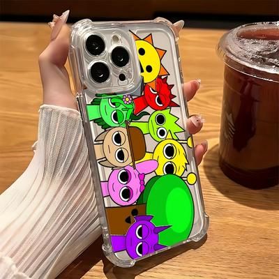 TEMU Adorable Cartoon Sprunkis Phone Case For Iphone 16 15 14 11 Pro Xr Xs 7 Plus Shockproof Transparent Soft Back Cover