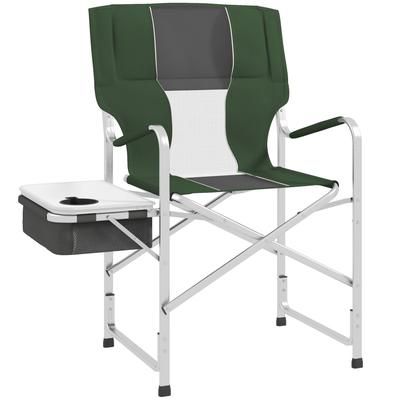TEMU Aluminium Directors Chair, Folding Camping Chair For Adults With Side Table, Cup Holder, Cooler Bag And Pocket