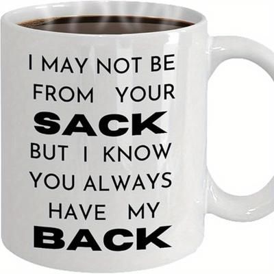 "TEMU 1pc, 11oz Fun Stepdad Coffee Mug - Ceramic Material, "i May Not Be Your Bag" Design, White With Black Text, Perfect Father's Day Gift Or As Dad Birthday Present"