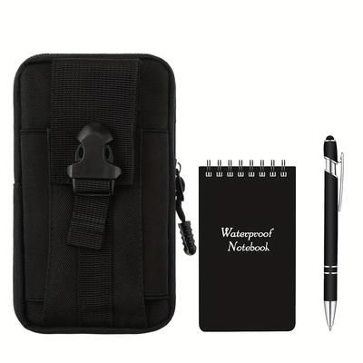 TEMU 3pcs Waterproof Notebook Set, Top Spiral Pocket Notepad, Pocket Note Pad With 1 Metal Windproof Pen And 1 Fabric Protective Case