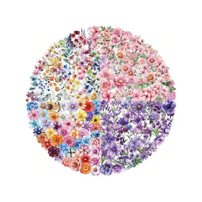 200Pcs Transparent Flower Stickers for Scrapbooking PET Nature Plant Stickers Floral Vintage Craft Sticker Decals