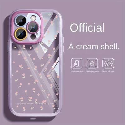 TEMU Cream Shell Design Exquisite Beautiful For Iphone 16pro Max 15pro/14pro/13pro/12pro/12 Case, Anti-drop, Anti-scratch, Anti-shatter Screen Protector