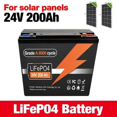 NEW 24v 200Ah Lifepo4 Battery Pack Built-in 200A BMS 24v 100Ah 200Ah Lithium Ion Battery For Boat Solar System Tax Free