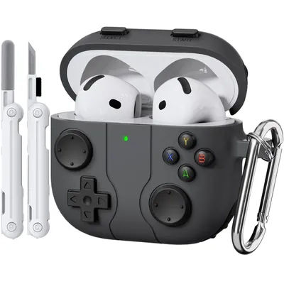 Étui de jeu classique pour Apple Airpods 4/Pro 3/Pro 2, étui en silicone souple et amusant avec kit de nettoyage pour AirPods 4/Pro 3/Pro