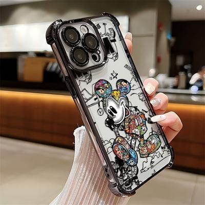 TEMU Mouse Cartoon Phone Case For Iphone 16 15 14 11 Pro Xr Xs 7 Plus Shockproof Transparent Soft Back Cover