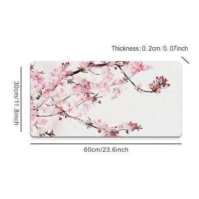 TEMU 1pc Extended Ink Plum Mouse Pad, High- Printed Design, Non-slip Rubber Base, Office & Gaming Mouse Mat, Desktop Accessory, Ideal Gift