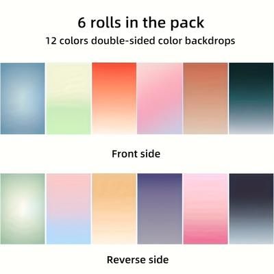 TEMU 6pcs Multifunctional Gradient Photography Backgrounds, Double-sided, Waterproof And Reusable - 34x23 Inches, Suitable For Desktop, Food, Jewelry, Cosmetics, And Makeup Photography