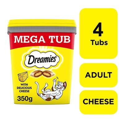 TEMU 4 X 350g Dreamies Adult Cat Treats Mega Tubs Cheese Cat Biscuits (1.4kg)