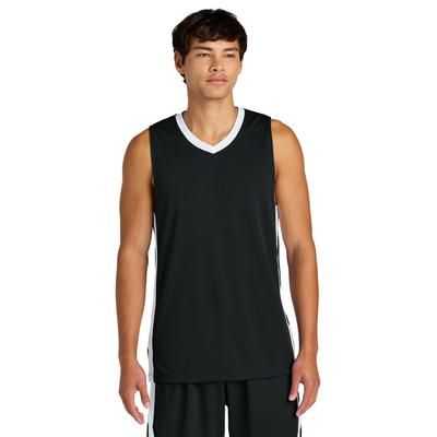 Sport-Tek ST900 Athletic Rival Basketball Rev Jersey T-Shirt in Black/White size Large | Polyester