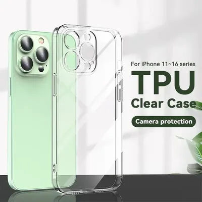 Silicone Clear Phone Case For iPhone 11 12 13 14 12 Mini X XS XR Transparent TPU Soft Case Back Cover