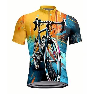 Per uomo Per donna Maglia da Ciclismo Grafico Geometrico Manica Corta Bicicletta Maglia Top con 3 tasche posteriori Resistente ai Raggi UV Asciugatura Rapida Cerniera Frontale Strisce Riflettenti Gli