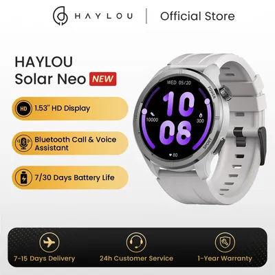 HAYLOU-Solar Neo Smartwatch pour hommes et femmes, écran HD 1.53, appel Bluetooth, surveillance de la santé 24h, montres de sport intelligentes