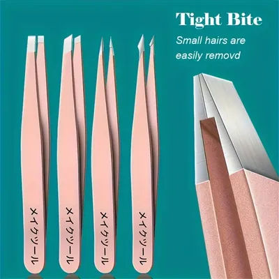 4pcs Set Professional Eyebrow Hair Removal Splinter Tweezers Set Perfect For Very Effortless and Relaxed to Remove