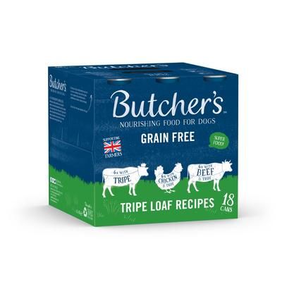 18x400g Mixed Pack Tripe Loaf Recipes Grain Free Butcher's Wet Dog Food