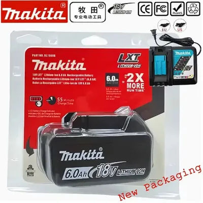 Makita 18V Battery 6000mAh Rechargeable Power Tools Battery 18V makita with LED Li-ion Replacement LXT BL1860B BL1860 BL1850