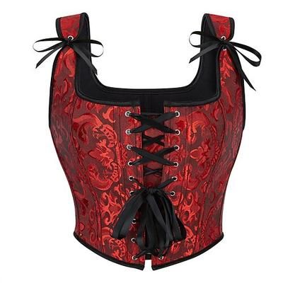 Retrò Vintage Medievale Rinascimento Corsetto Gilet Bustino Allacciato Floreale Jacquard Costume Per donna Celtico Fantasia Reale Natale Halloween Carnevale Feste Casual Quotidiano LARP Adulti