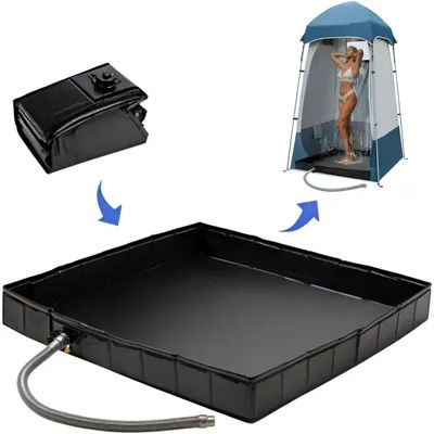 Foldable Shower Base Outdoor Tent RV Camping Awning Shower Tray Portable Shower Pan Foldable Shower Base for Camping Travel