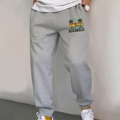 TEMU Men's Trendy Drawstring Sweatpants With Unique - Casual, Lightweight Polyester Joggers For All , Jogger Pants