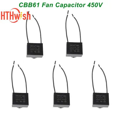 1-5PCS High-Quality 450V CBB61 Fan Capacitor 0.8/1/1.2/1.5/1.8/2/2.5/3/3.5/4/4.5/5/6/7/8/10UF for Ceiling Fans