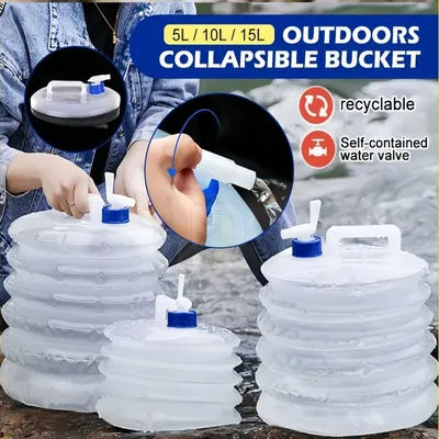 5L/10L/15L Outdoor Camping Bottle Collapsible Foldable Water Container,Water Tank Bucket Water Dispenser Storage Pail Water Bag