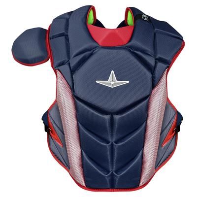 All Star MVP-PRO NOCSAE Certified Adult Baseball Catcher's Chest Protector Navy/Scarlet