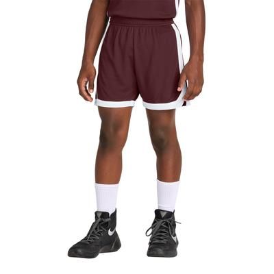 Sport-Tek YST901 Youth Rival Basketball 5' Short in Maroon/White size XL | Polyester