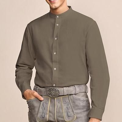 Oktoberfest Camicia di lino A fascia Bavarese Tedesco Alpino Prati Per uomo Festa della birra Panno in stile tradizionale