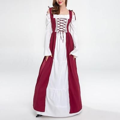 Retrò Vintage Medievale Rinascimento Vestito Soprabito Signora Vichingo Elfico Costume Per donna Celtico Fantasia Vacanza Mascherata Casual Quotidiano Adulti Vestito