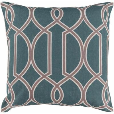 Winterbourne 18" Square Traditional Teal/Brown/Light Beige/Dark Red/Peach/Beige Throw Pillow - Boutique Rugs