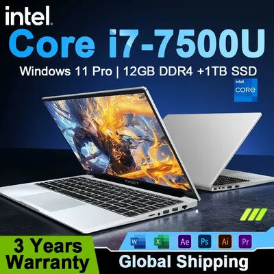 2025 Laptop Intel Core i7 7500U Ultra Slim PC 14.1 Inch Windows 11 Pro Notebook Computer 12GB RAM 1TB 2TB SSD Office Study
