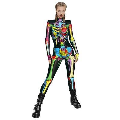 Costume Cosplay Tuta di pelle Body Teschio scheletro Un Pezzo Bambini Adulti Per donna Carnevale Mascherata martedì grasso Feste Performance Costumi di Halloween facili Vestirsi