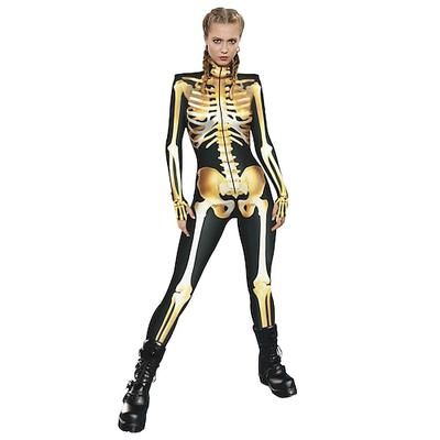 Costume Cosplay Tuta di pelle Body Teschio scheletro Un Pezzo Bambini Adulti Per donna Carnevale Mascherata martedì grasso Feste Performance Costumi di Halloween facili Vestirsi