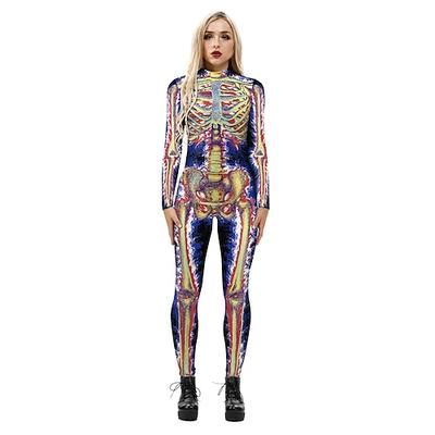 Costume Cosplay Tuta di pelle Body Teschio scheletro Un Pezzo Bambini Adulti Per donna Carnevale Mascherata martedì grasso Feste Performance Costumi di Halloween facili Vestirsi