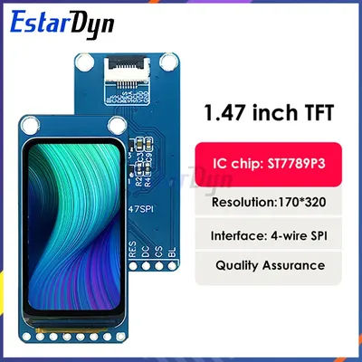 Estardyn 1.47-inch TFT LCD screen ST7789 small screen 172*320 display LCD full view angle SPI color screen