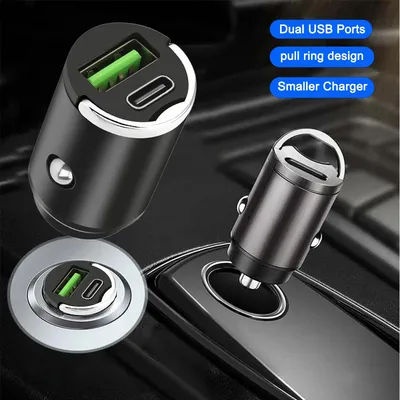 Mini voiture USB/QC3.0 PD chargeur 12-24V charge rapide voiture USB Type C chargeur briquet pour Xiaomi Samsung Huawei iPhone