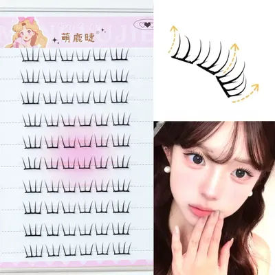 10 Rows Dense Natural False Eyelashes Segmented Glue-free Eyelash Extension Korean Women's Group Lightly Curling Eyelash Cluster