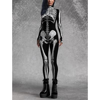 Body Catsuit a Corpo Intero Teschio Scheletro Costume Spaventoso Bambini Adulti Per uomo Per donna Ragazzi Halloween Carnevale Giorno della morte Club Feste Performance Vestirsi