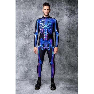 Carnevale 2026 Teschio Scheletro Body Costumi di Gruppo per Coppie di Halloween Catsuit a Corpo Intero Costume Spaventoso Adulti Bambini Tutti Halloween Carnevale Giorno della morte Club Feste
