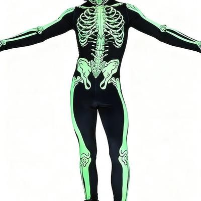 teschio scheletro tuta Halloween costumi di gruppo coppie tuta intera costume spaventoso uomo donna ragazzo bambino adulto performance festa club Halloween carnevale giorno dei morti facile