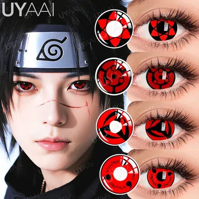 UYAAI Anime Cosplay Colored Contact Lenses Syaringan Red Lens Blue Pupils Halloween MakeUp Beauty Women Cosplay Colorful Lenses