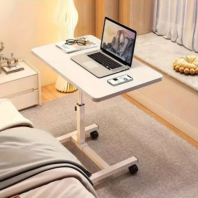 Multifunctional Bedside Table with Adjustable Height and Rotating Top Design - Suitable for Dormitory and Home Use